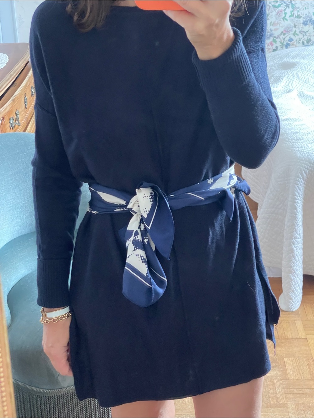 vanHeusen knit navy blue tunic winter dress women M